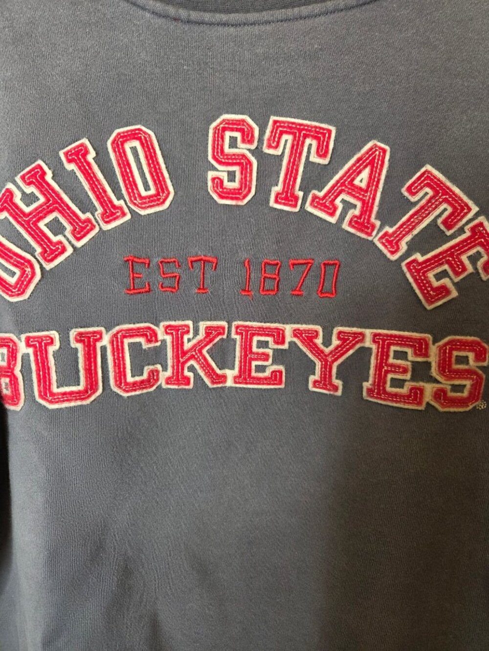 Womens Ohio State Varsity Buckeyes Gray Crewneck Sweatshirt XL Lettered Applique - Picture 2 of 7
